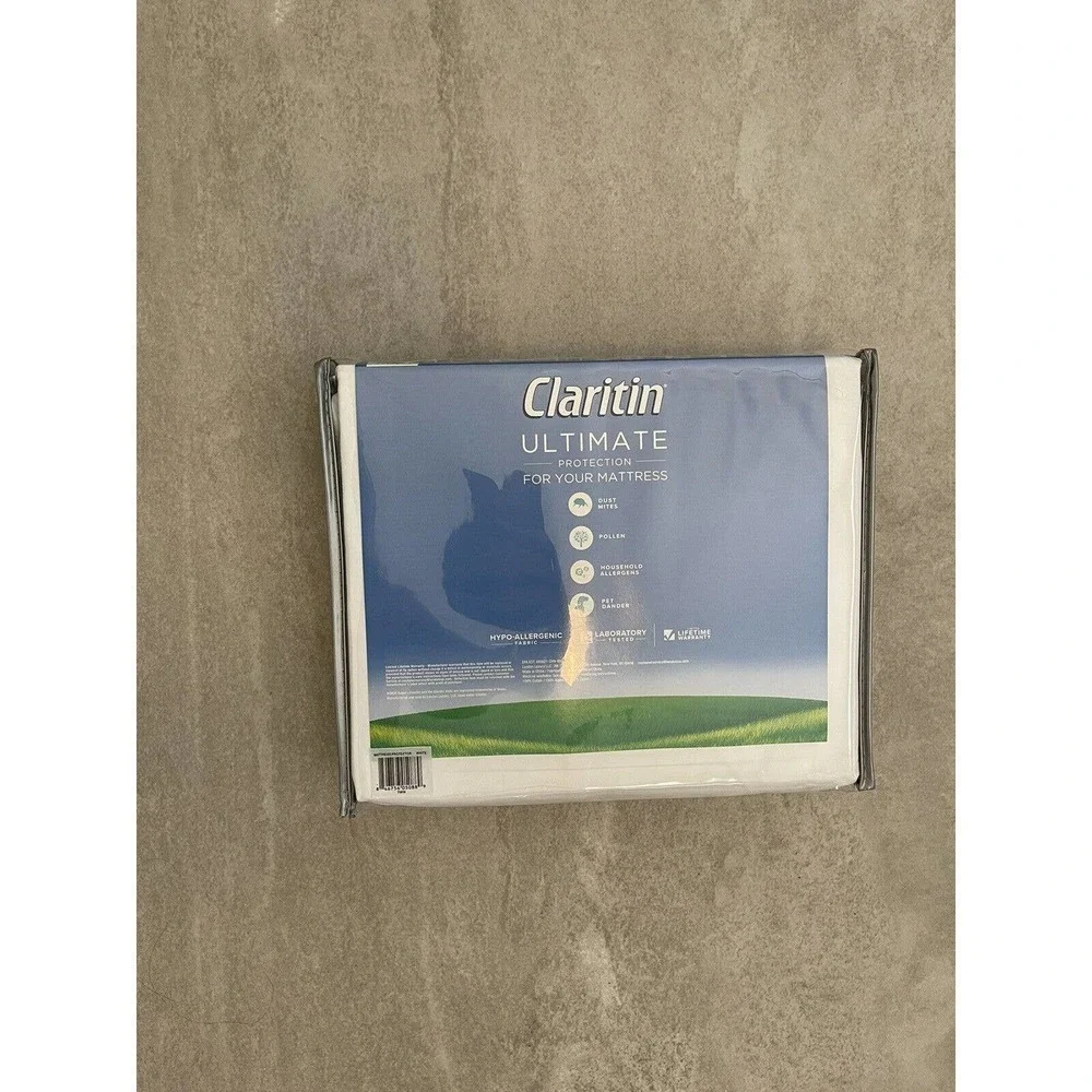 Claritin Mattress Protector Ultimate 6 Sided Twin White Cotton Allergen Barrier